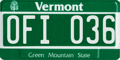 VT license plate OFI036