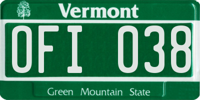 VT license plate OFI038