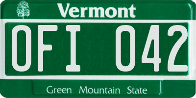 VT license plate OFI042