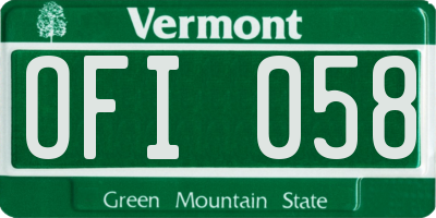 VT license plate OFI058
