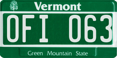 VT license plate OFI063