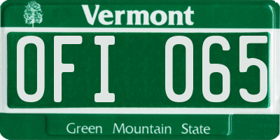 VT license plate OFI065