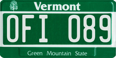 VT license plate OFI089