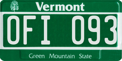 VT license plate OFI093