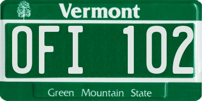 VT license plate OFI102