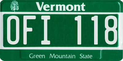 VT license plate OFI118