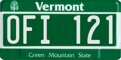 VT license plate OFI121