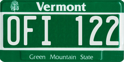 VT license plate OFI122
