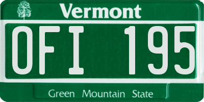 VT license plate OFI195