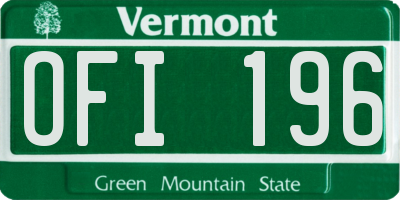 VT license plate OFI196