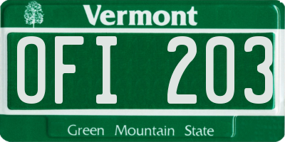 VT license plate OFI203