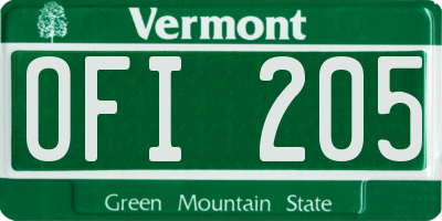 VT license plate OFI205