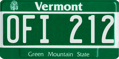 VT license plate OFI212
