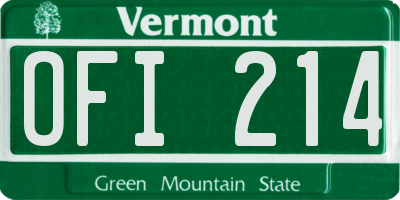 VT license plate OFI214