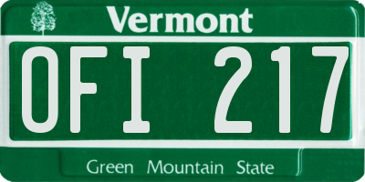 VT license plate OFI217