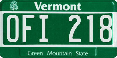 VT license plate OFI218