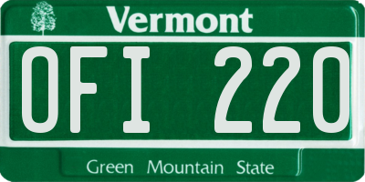 VT license plate OFI220