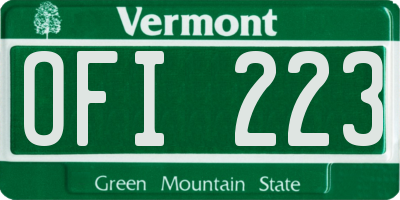 VT license plate OFI223