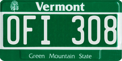 VT license plate OFI308