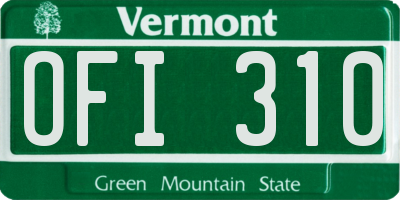 VT license plate OFI310