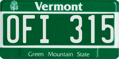 VT license plate OFI315