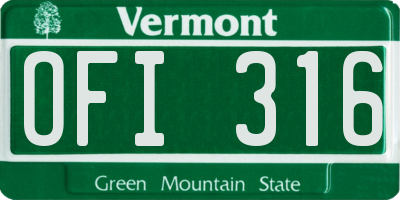 VT license plate OFI316