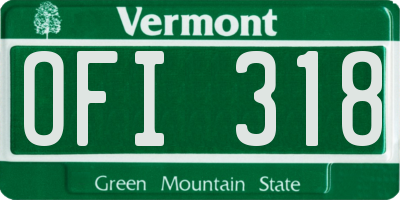 VT license plate OFI318