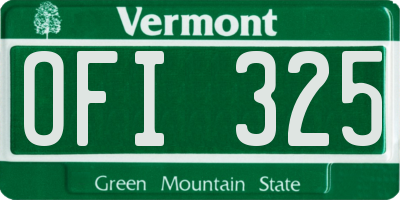 VT license plate OFI325