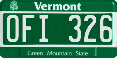 VT license plate OFI326