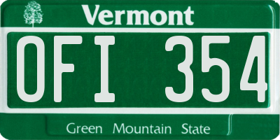 VT license plate OFI354