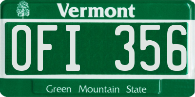 VT license plate OFI356