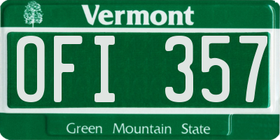 VT license plate OFI357