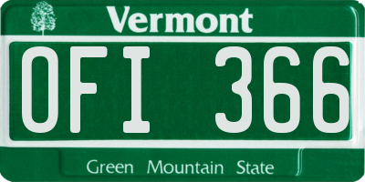 VT license plate OFI366
