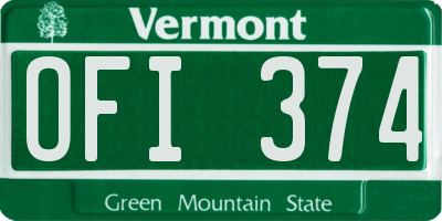 VT license plate OFI374