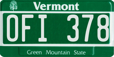 VT license plate OFI378