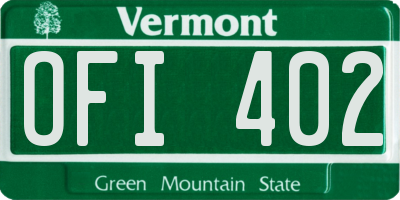 VT license plate OFI402