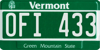 VT license plate OFI433