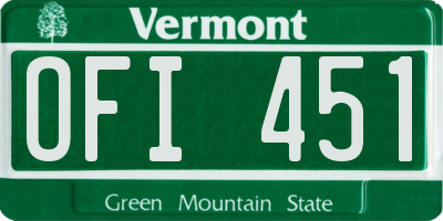 VT license plate OFI451