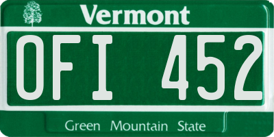 VT license plate OFI452