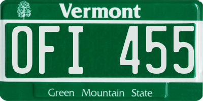 VT license plate OFI455