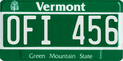 VT license plate OFI456