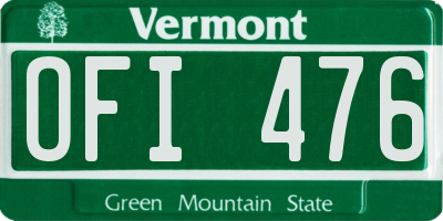 VT license plate OFI476