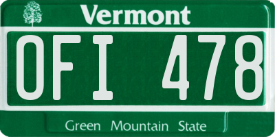 VT license plate OFI478