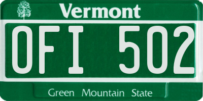 VT license plate OFI502
