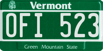 VT license plate OFI523
