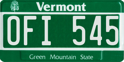 VT license plate OFI545