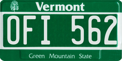 VT license plate OFI562