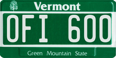 VT license plate OFI600