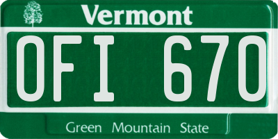 VT license plate OFI670