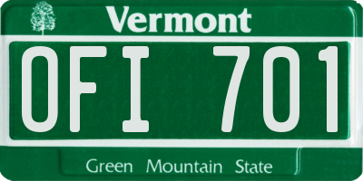 VT license plate OFI701